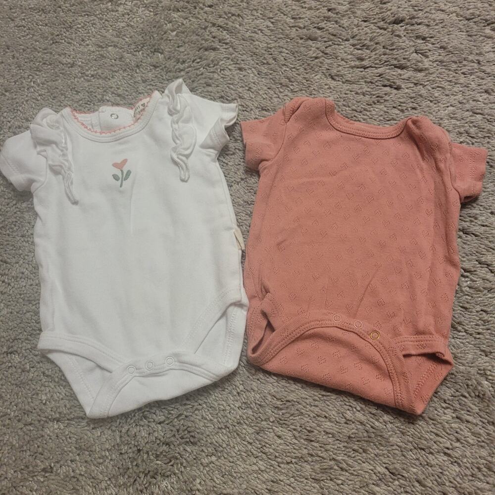 Rabbit Bear Organic Baby Girl Bundle 0-3M Orange and White